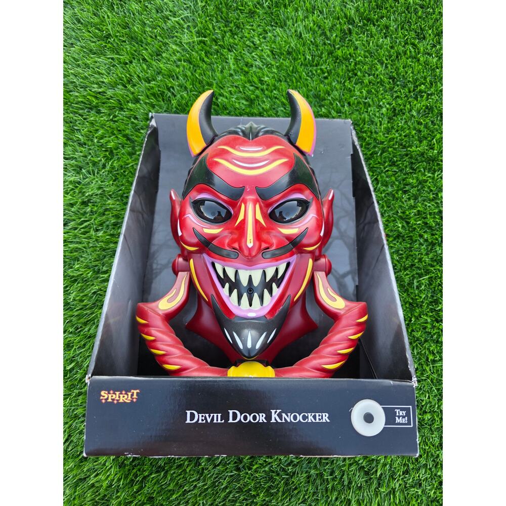 Spirit Halloween Devil Door Knocker Voice Glowing Eyes Spooky
